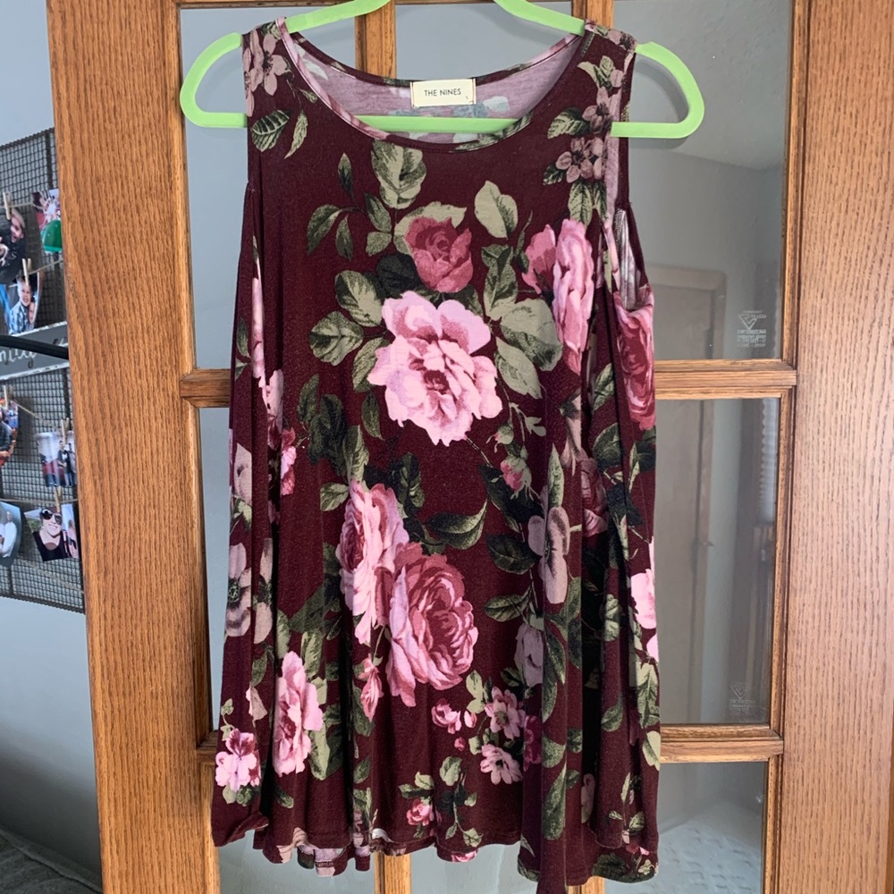 Cold shoulder floral tunic